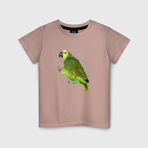 Детская футболка Попугайчик / Пыльно-розовый – фото 1