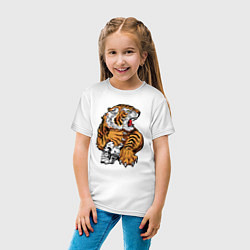 Футболка хлопковая детская Tiger Skull, цвет: белый — фото 2