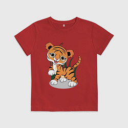 Футболка хлопковая детская Тигренок, цвет: красный