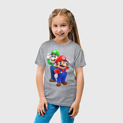 Футболка хлопковая детская Mario Bros цвета меланж — фото 2