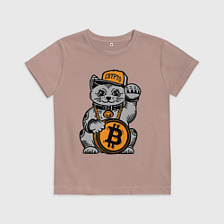 Футболка хлопковая детская Крипто-кот, цвет: пыльно-розовый