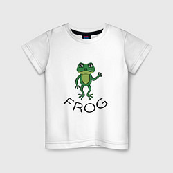 Футболка хлопковая детская Frog green, цвет: белый