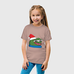 Футболка хлопковая детская Pepe, pepe happy, Пепе хеппи, pepe happy new year, цвет: пыльно-розовый — фото 2