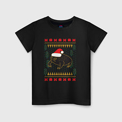 Футболка хлопковая детская Рождественский свитер Жаба, цвет: черный