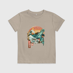 Футболка хлопковая детская Черепаха Япония, цвет: миндальный