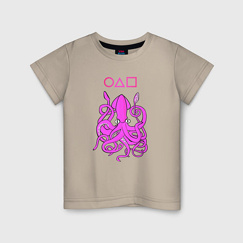 Детская футболка Кальмар с лого / Миндальный – фото 1