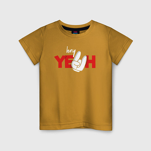 Детская футболка Hey Yeah! / Горчичный – фото 1