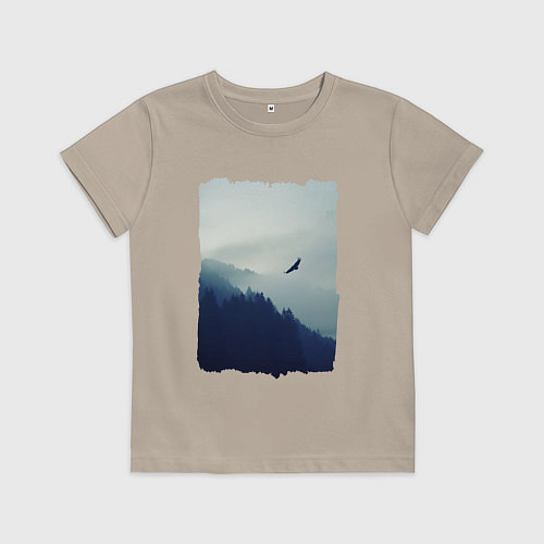 Детская футболка ОРЁЛ НАД ЛЕСОМ EAGLE / Миндальный – фото 1