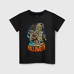 Футболка хлопковая детская Halloween Mummy, цвет: черный