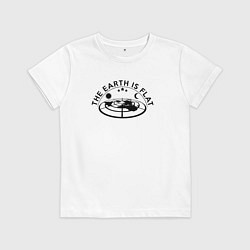Футболка хлопковая детская The earth is flat, цвет: белый