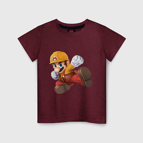Детская футболка MarioJump / Меланж-бордовый – фото 1