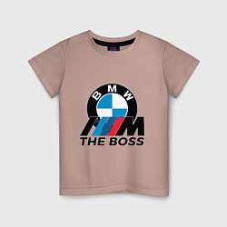 Футболка хлопковая детская BMW BOSS, цвет: пыльно-розовый