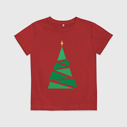 Футболка хлопковая детская Новогоднее дерево, цвет: красный