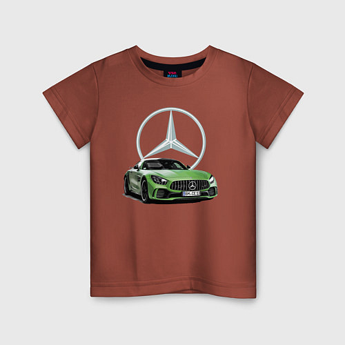 Детская футболка Крутая мощная тачка - сar racing / Кирпичный – фото 1