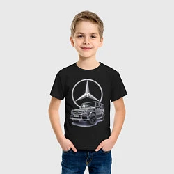 Футболка хлопковая детская Mercedes Gelendwagen G63 AMG G-class G400d, цвет: черный — фото 2