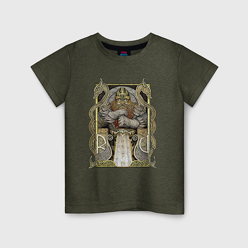 Детская футболка Бог славянский / Меланж-хаки – фото 1