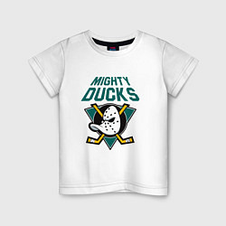 Футболка хлопковая детская Анахайм Дакс, Mighty Ducks, цвет: белый