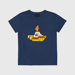 Футболка хлопковая детская The Beatles Yellow Submarine в дудл стиле, цвет: тёмно-синий