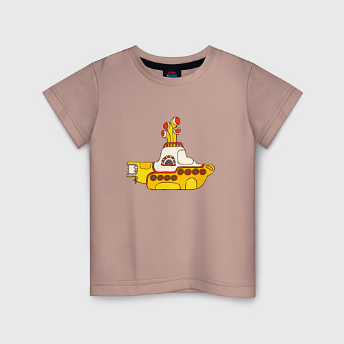 Детская футболка The Beatles Yellow Submarine в дудл стиле / Пыльно-розовый – фото 1