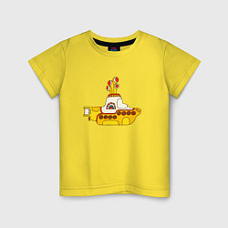 Футболка хлопковая детская The Beatles Yellow Submarine в дудл стиле, цвет: желтый