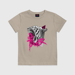 Футболка хлопковая детская Roar Roar Tiger, цвет: миндальный