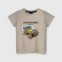 Футболка хлопковая детская Toyota Land Cruiser FJ 40 4X4, цвет: миндальный