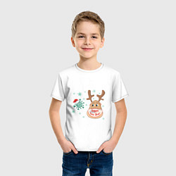 Футболка хлопковая детская Вирус и олень, цвет: белый — фото 2