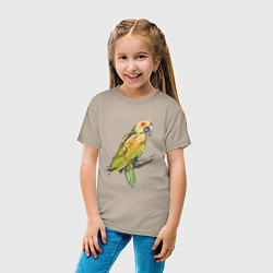 Футболка хлопковая детская Любимый попугай, цвет: миндальный — фото 2