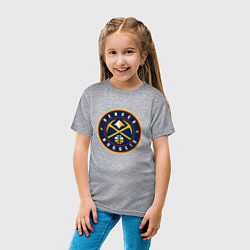 Футболка хлопковая детская Денвер Наггетс логотип, цвет: меланж — фото 2