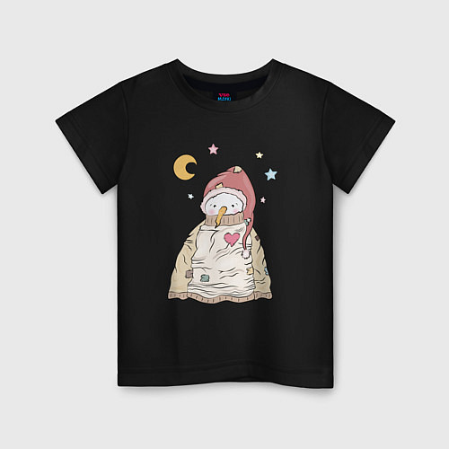 Детская футболка Снеговик в свитере / Черный – фото 1