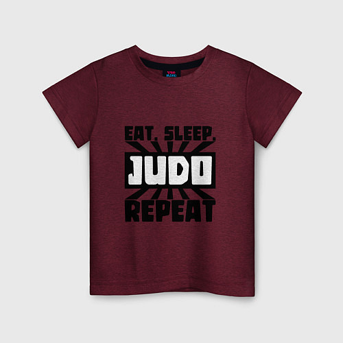 Детская футболка Eat, Sleep, Judo, Repeat / Меланж-бордовый – фото 1