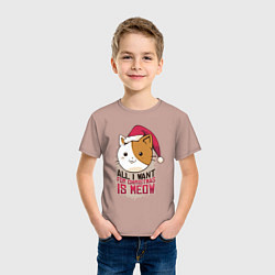 Футболка хлопковая детская Christmas Cat, цвет: пыльно-розовый — фото 2