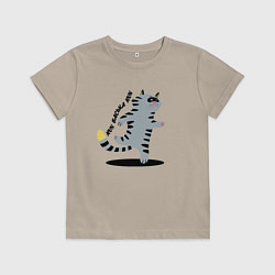 Футболка хлопковая детская Беги, Васька, беги!, цвет: миндальный