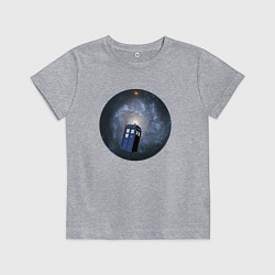 Футболка хлопковая детская Тардис доктора кто, цвет: меланж