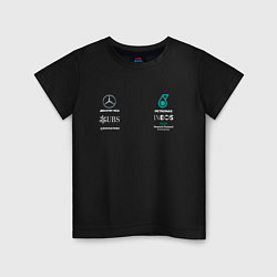 Футболка хлопковая детская Merсedes PETRONAS, цвет: черный