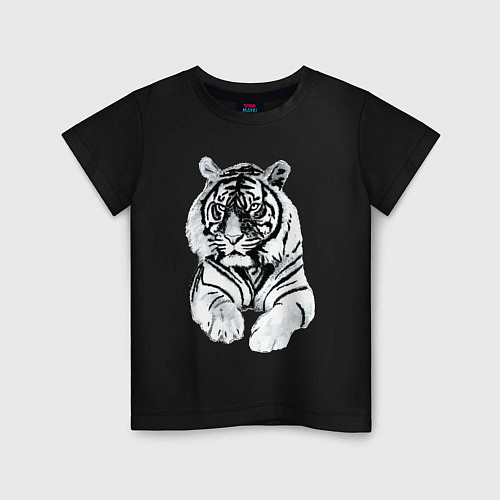Детская футболка Тигр белый / Черный – фото 1