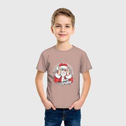 Футболка хлопковая детская Cool Santa, цвет: пыльно-розовый — фото 2