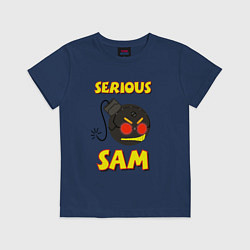 Футболка хлопковая детская Serious Sam Bomb Logo, цвет: тёмно-синий
