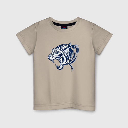 Детская футболка Голова тигра татуировка / Миндальный – фото 1