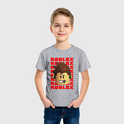 Футболка хлопковая детская ROBLOX RED LOGO LEGO FACE, цвет: меланж — фото 2