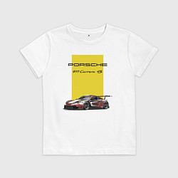 Футболка хлопковая детская Porsche Carrera 4S Motorsport, цвет: белый