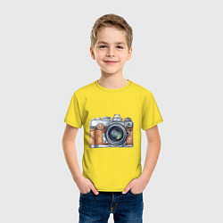 Футболка хлопковая детская Ретро фотокамера, цвет: желтый — фото 2