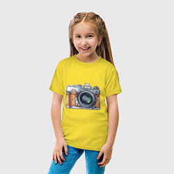 Футболка хлопковая детская Ретро фотокамера, цвет: желтый — фото 2