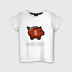 Футболка хлопковая детская Money Heist Pig, цвет: белый