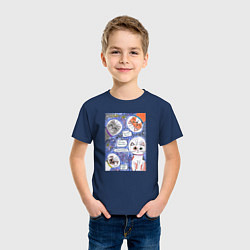 Футболка хлопковая детская Котики в космосе Наташ, цвет: тёмно-синий — фото 2