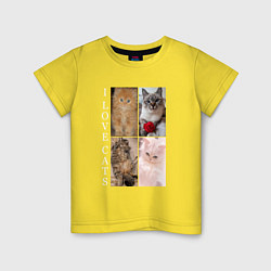 Футболка хлопковая детская I LOVE CATS Я ЛЮБЛЮ КОШЕК, цвет: желтый