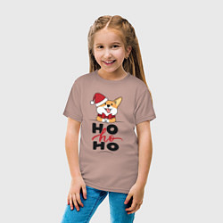 Футболка хлопковая детская Corgi Ho ho Ho, цвет: пыльно-розовый — фото 2