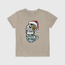 Футболка хлопковая детская X-mas Owl, цвет: миндальный