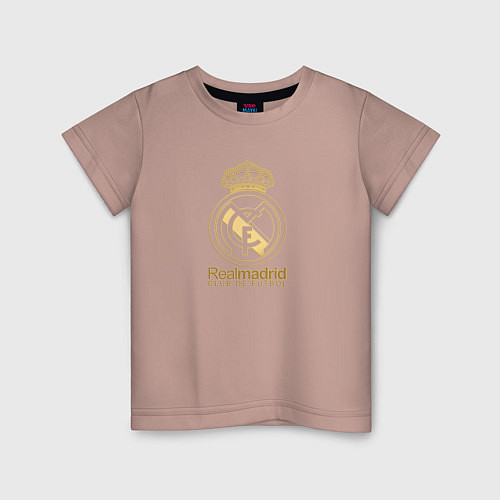 Детская футболка Real Madrid gold logo / Пыльно-розовый – фото 1