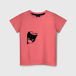 Футболка хлопковая детская Кот в маске, цвет: коралловый
